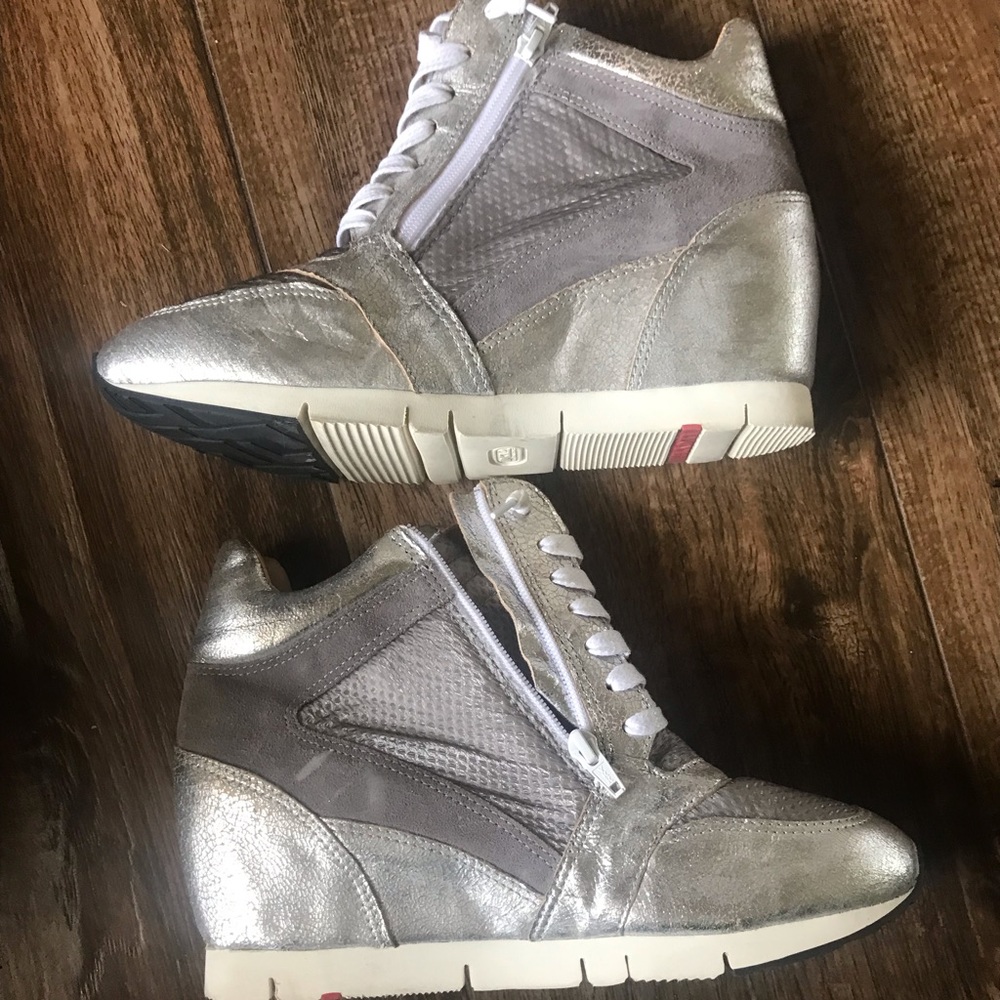 leather wedge sneakers